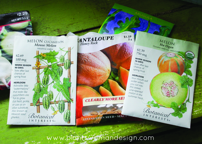 melon seed packages, botanical interests